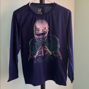 Navy Football Graphic Long Sleeve Tee